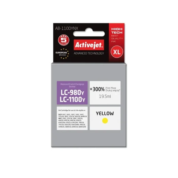 Activejet AB-1100YNX Ink (replacement for Brother LC1100Y/980Y; Supreme; 19.5 ml; yellow)