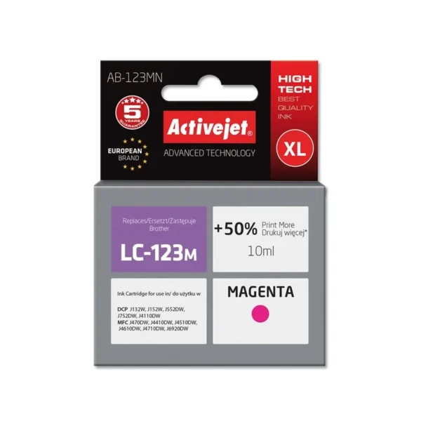 Activejet AB-123MN Ink (replacement for Brother LC123M/121M; Supreme; 10 ml; magenta)