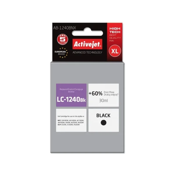 Activejet AB-1240BNX Ink (replacement for Brother LC1240BK/1220BK; Supreme; 30 ml; black)