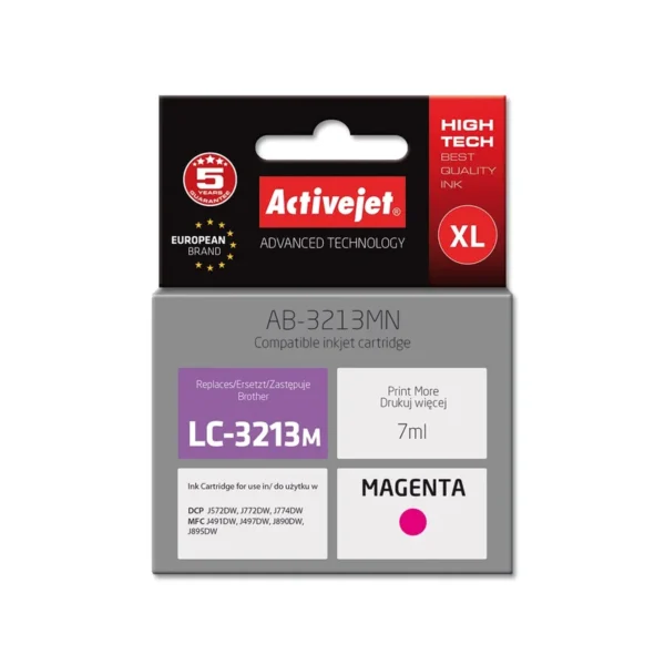 Activejet AB-3213MN Ink cartridge (replacement for Brother LC3213M; Supreme; 7 ml; magenta)