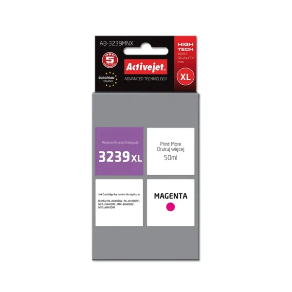 Activejet AB-3239MNX Ink cartridge (replacement for Brother LC3239XLM; Supreme; 50 ml; magenta)