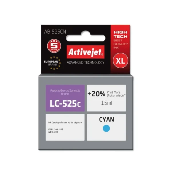 Activejet AB-525CN Ink (replacement for Brother LC525C; Supreme; 15 ml; cyan)
