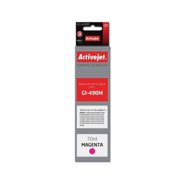 Activejet AC-G490M Ink cartridge (replacement for Canon GI-490M; Supreme; 70 ml; 7000 pages, magenta)