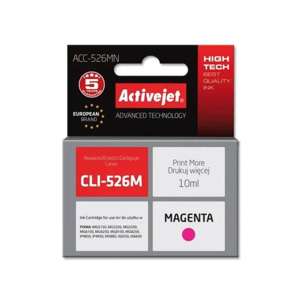Activejet ACC-526MN Ink (replacement for Canon CLI-526M; Supreme; 10 ml; magenta)