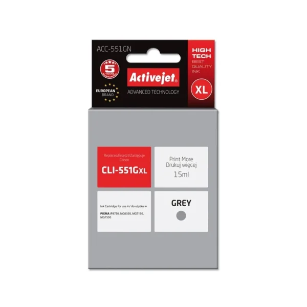 Activejet ACC-551GN Ink (replacement for Canon CLI-551G; Supreme; 15 ml; gray)