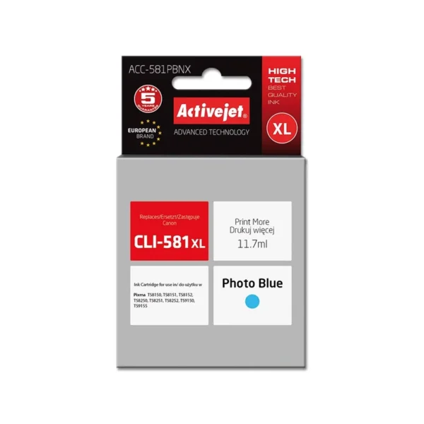 Activejet ACC-581PBNX Ink cartridge (replacement for Canon CLI-581PB XL; Supreme; 11,70 ml; photo cyan)