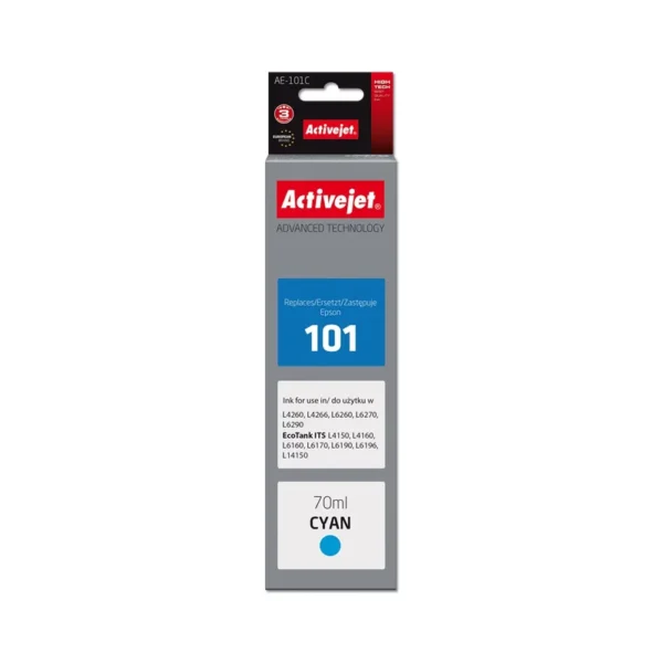 Activejet AE-101C Ink Bottle (Replacement Epson 101; Supreme; 70 ml; Cyan)