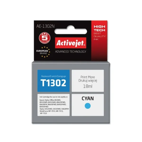 Activejet AE-1302N Ink (replacement for Epson T1302; Supreme; 18 ml; cyan)