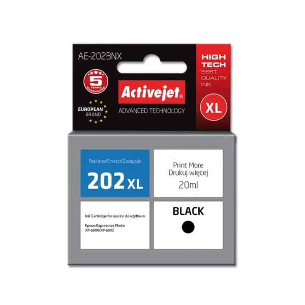 Activejet AE-202BNX ink (replacement for Epson 202XL G14010; Supreme; 20 ml; black)