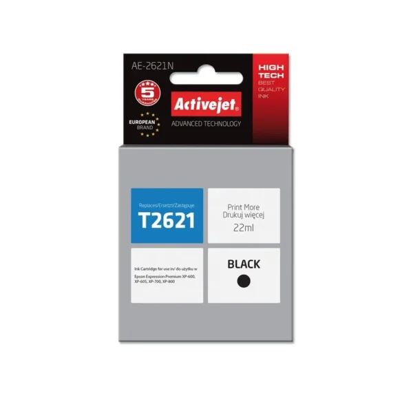 Activejet AE-2621N Ink cartridge (replacement for Epson 26 T2621; Supreme; 22 ml; black)