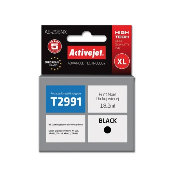 Activejet AE-29BNX Ink cartridge (replacement for Epson 29XL T2991; Supreme; 18 ml; black)