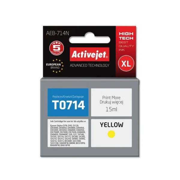 Activejet AEB-714N Ink (replacement for Epson T0714, T0894, T1004; Supreme; 15 ml; yellow)