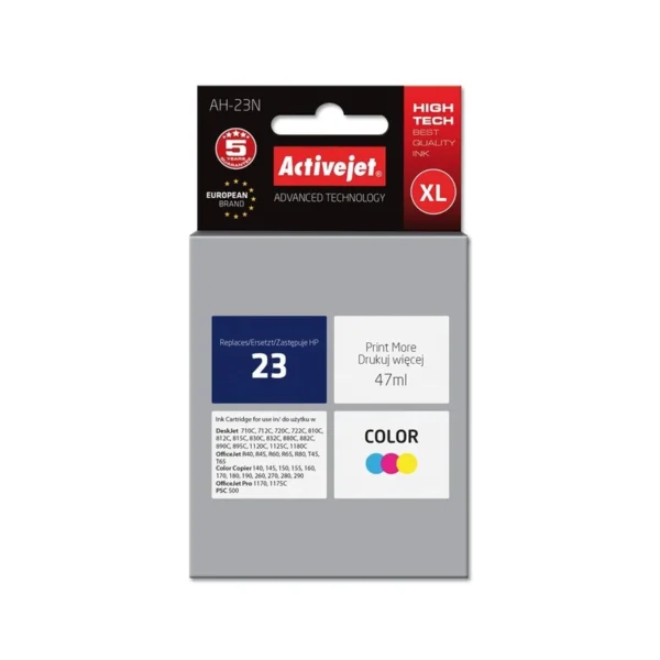 Activejet AH-23N Ink cartridge (replacement for HP 23 C1823D; Supreme; 47 ml; color)