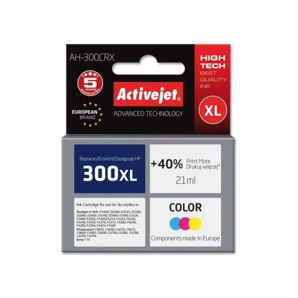 Activejet AH-300CRX Ink (replacement for HP 300XL CC644EE; Premium; 21 ml; color)