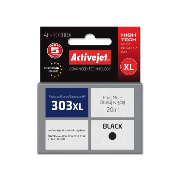 Activejet AH-303BRX Ink Cartridge (replacement for HP 303XL T6N04AE; Premium; 20ml; black)