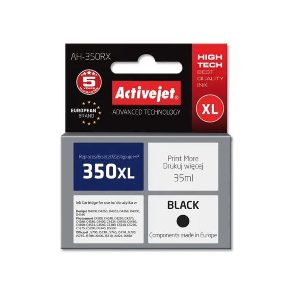 Activejet AH-350RX Ink (replacement for HP 350XL CB336EE; Premium; 35 ml; black)