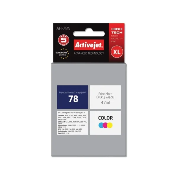 Activejet AH-78N Ink Cartridge (Replacement HP 78 C6578D; Supreme; 47 ml; color)