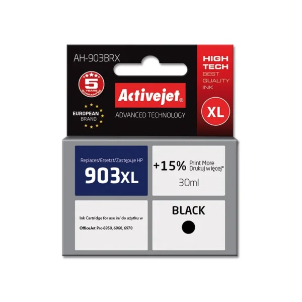 Activejet AH-903BRX Ink (replacement for HP 903XL T6M15AE; Premium; 30 ml; black)