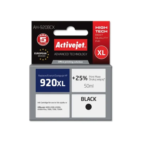 Activejet AH-920BCX Ink (replacement for HP 920XL CD975AE; Premium; 50 ml; black)