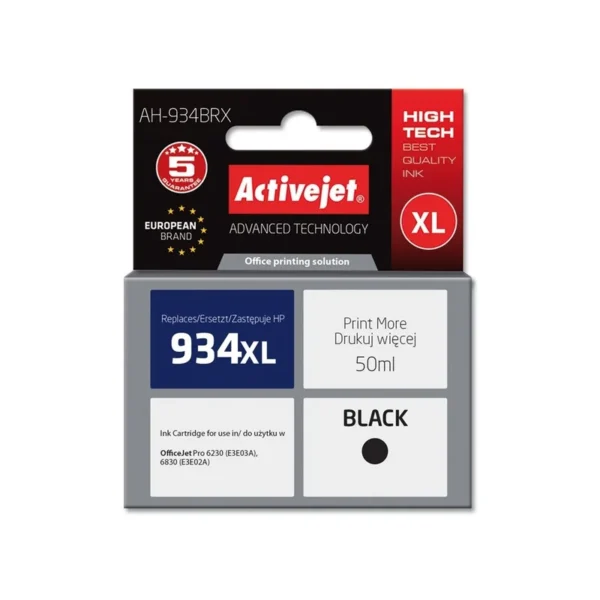 Activejet AH-934BRX Ink (replacement for HP 934XL C2P23AE; Premium; 50 ml; black)