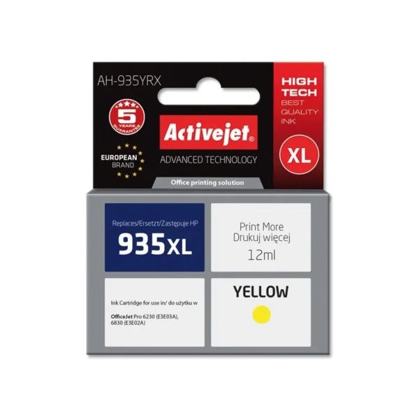 Activejet AH-935YRX ink (replacement for HP 935XL C2P26AE; Premium; 12 ml; yellow)