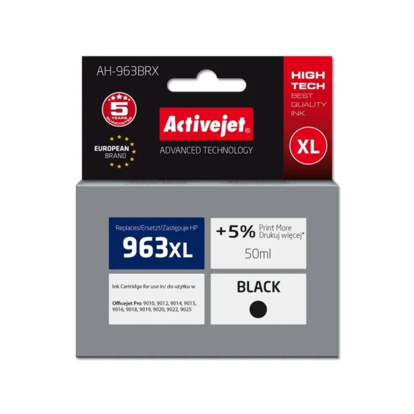 Activejet AH-963BRX Ink Cartridge (replacement for HP 963XL 3JA30AE; Premium; 2100 pages; 50 ml, black)