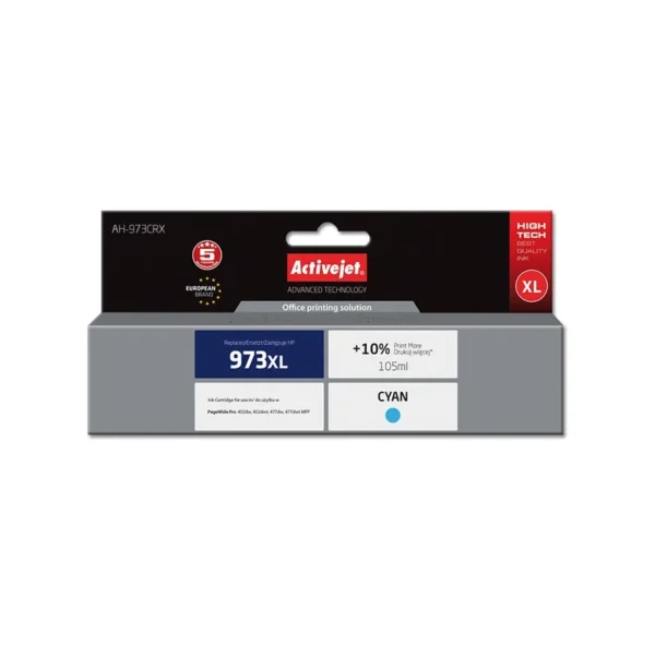Activejet AH-973CRX ink (replacement for HP 973XL F6T81AE; Premium; 105 ml; cyan)