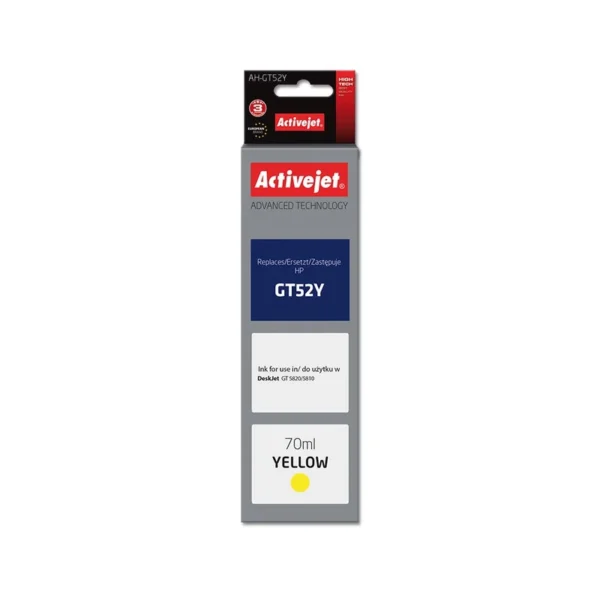 Activejet AH-GT52Y Ink Bottle (Replaces HP GT52Y M0H56AE; Supreme; 70 ml; 8000 pages, yellow)