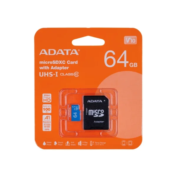 ADATA 64GB, microSDHC, Class 10 UHS-I