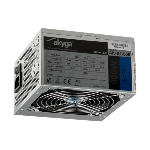 Akyga AK-B1-600 power supply unit 600 W 20+4 pin ATX ATX Grey