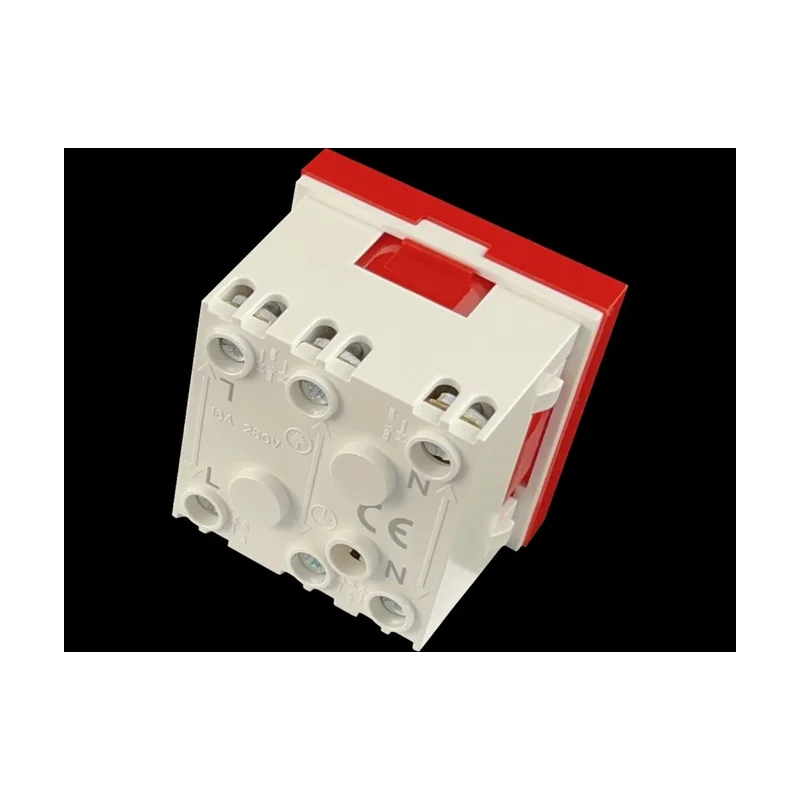 Alantec Modular electrical socket 2P+E, 45x45, DATA with key, red