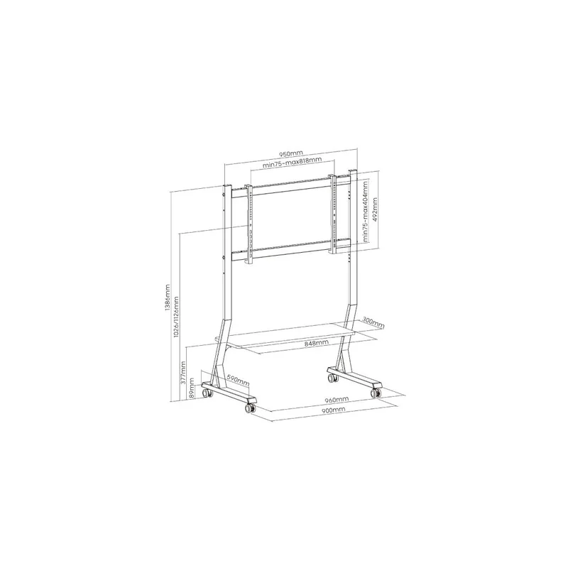 ART SD-22 MOBILE STAND + LCD/LED TV MOUNT 45-90" 60KG