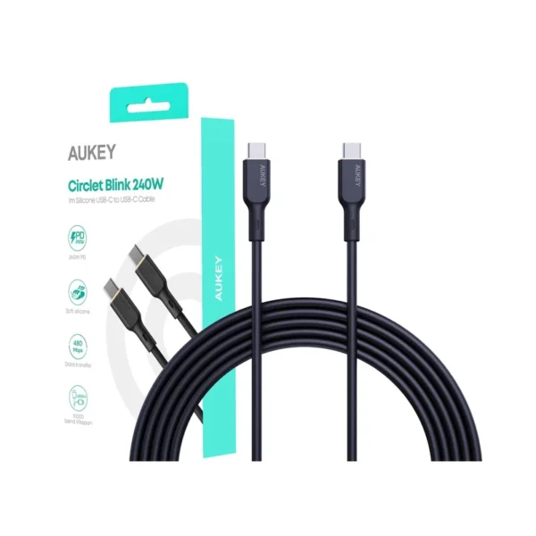AUKEY CB-SCC241 USB-C Power Delivery PD 240W 5A 20V 1m Nylon Black