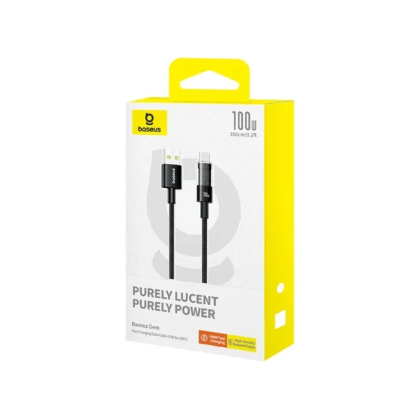 Baseus Gem USB A to USB C fast charging cable 1 m 100 W Black