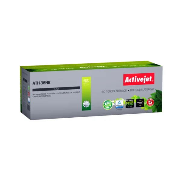 BIO Activejet ATH-36NB toner for HP, Canon printers, Replacement HP 36A CB436A, Canon CRG-713; Supreme; 2000 pages; black. ECO Toner.