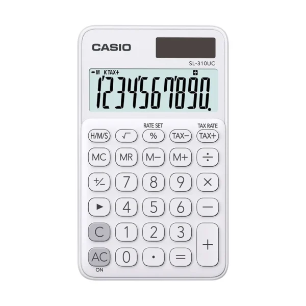 CASIO CALCULATOR, POCKET SL-310UC-WE WHITE, 10 DIGIT DISPLAY