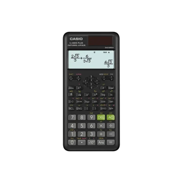 CASIO FX-85ESPLUS-2 B CALCULATOR SCIENTIFIC 252 FUNCTIONS 77X162MM, CARDBOARD BOX, BLACK