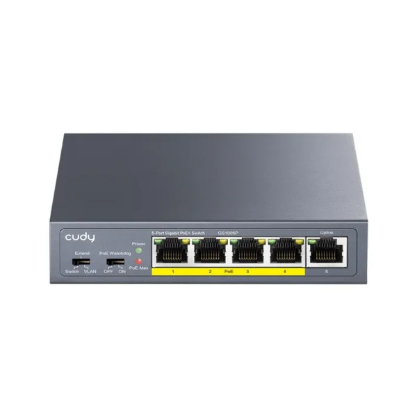 Cudy GS1005P network switch Unmanaged Gigabit Ethernet (10/100/1000) Power over Ethernet (PoE) Grey