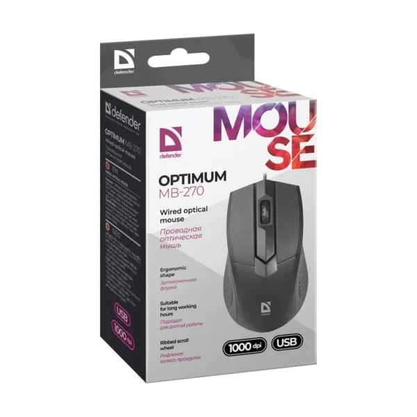 Defender Optimum MB-270 mouse Office Right-hand USB Type-A Optical 1000 DPI