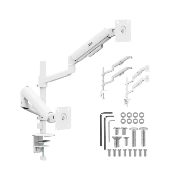 Ergo Office Mount/Hanger for 2 Monitors, Gas Spring, 17"-32", 1-10 kg, Matte White, ER-692 W