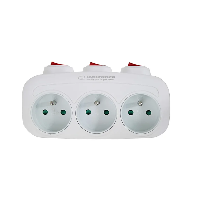 Esperanza ELK307W Electrical Splitter 3 sockets switch White