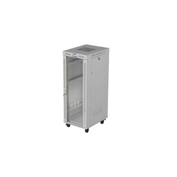 Free-standing rack cabinet 19" 32U 600x800 grey glass door LCD Lanberg (flat pack) V2