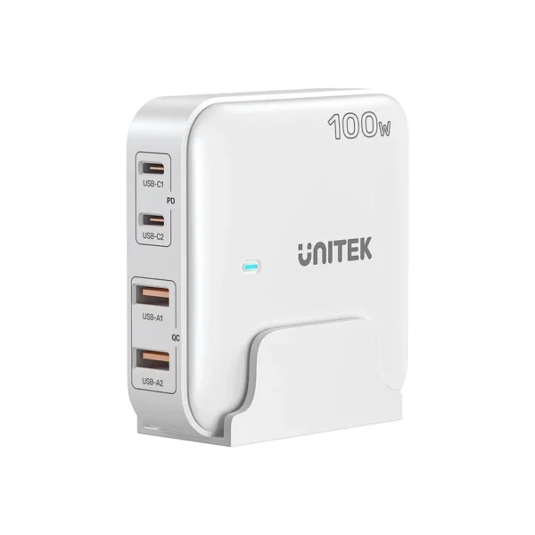 GaN network charger - Unitek P1229AWH01-EU | 100W 2x USB-C 2x USB-A