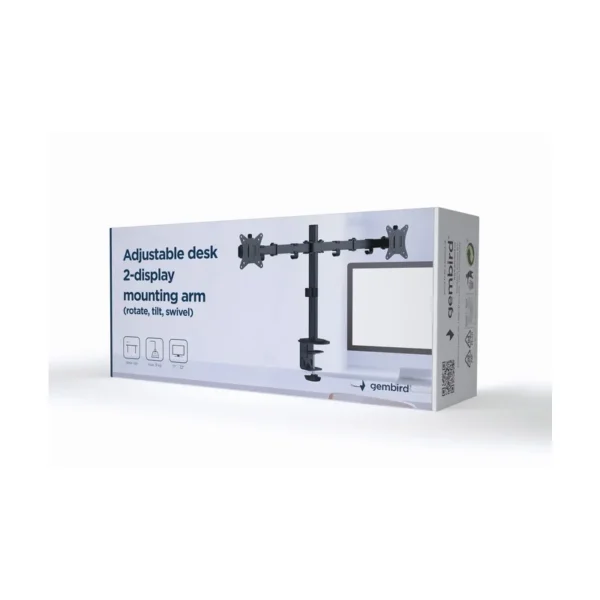 Gembird MA-D2-01 monitor mount / stand 81.3 cm (32") Desk Black