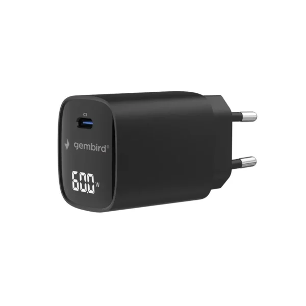 Gembird TA-UC-1C-PD60LCD-01-BK 60W USB Type-C fast charger, LCD, black