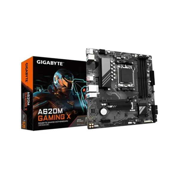 GIGABYTE A620M GAMING X Motherboard - Supports AMD Ryzen 8000 CPUs, 8+2+1 Phases Digital VRM, up to 8000MHz DDR5 (OC), 1xPCIe 4.0 M.2, GbE LAN, USB 3.2 Gen 2