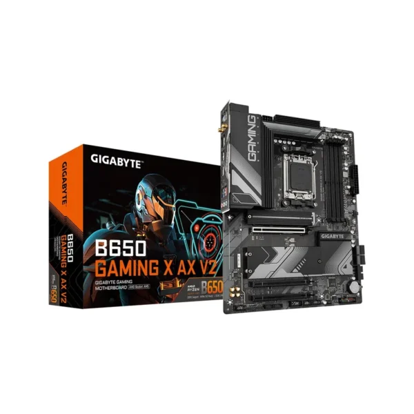 GIGABYTE B650 GAMING X AX V2 Motherboard - AMD Ryzen 9000 Series CPUs, 8+2+2 Phases VRM, up to 8000MHz DDR5 (OC), 1xPCIe 5.0 + 2xPCIe 4.0 M.2, 2.5GbE LAN, WIFI 6E, USB 3.2 Gen 2