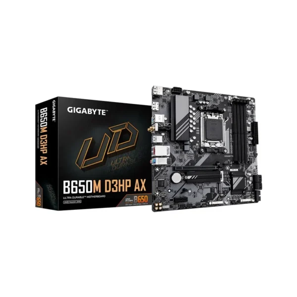 GIGABYTE B650M D3HP AX Motherboard - AMD Ryzen 9000 Series CPUs, 5+2+2 Phases VRM, up to 8000MHz DDR5 (OC), 2xPCIe 4.0 M.2, WIFI 6E, 2.5GbE LAN, USB 3.2 Gen 1