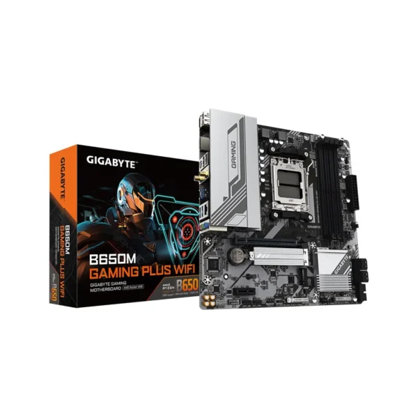 GIGABYTE B650M GAMING PLUS WIFI Motherboard - AMD Ryzen 9000 CPUs, 5+2+2 Phases VRM, up to 8000MHz DDR5, 2xPCIe 4.0 M.2, 2.5GbE LAN, WIFI 6E, USB 3.2 Gen 1