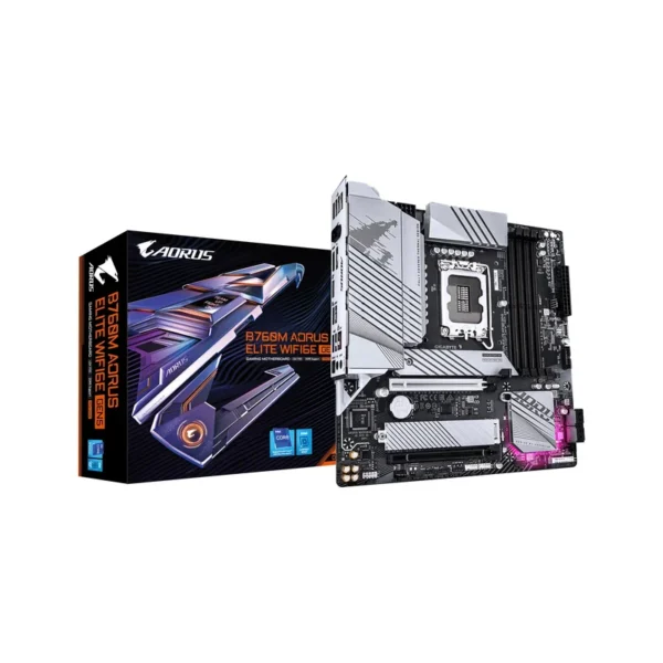 GIGABYTE B760M AORUS ELITE WIFI6E GEN5 Motherboard - Supports 14th Gen. Intel Core CPUs, 12+1+1 phases VRM, up to 5600MHz DDR5, 2xPCIe 4.0 M.2, Wi-Fi 6E, 2.5 GbE LAN, USB 3.2 Gen 2x2